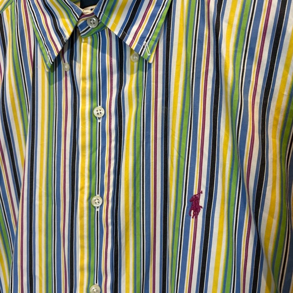 Ralph Lauren Classic Fit Long Sleeve Striped Button Down Shirt Men Size L Cotton - Picture 2 of 6